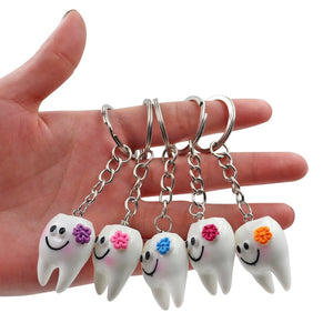 10pcs Dental Teeth Shape Model Simulation Tooth Key Chain Fashion Cartoon Lovely Girls  Gift Pendant Teeth Key Chain